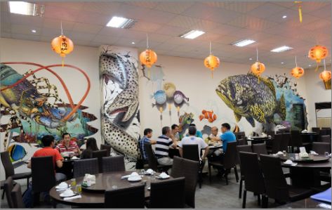 礼泉海鲜餐厅墙体彩绘